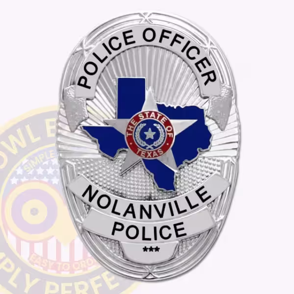 Nolanville Police Badge with Silver Star and Texas Map