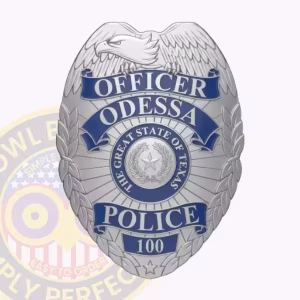 Odessa Police Badge with Blue Ribbons and Silver Eagle