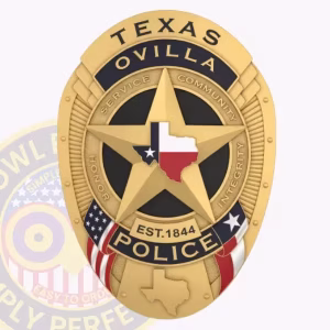 Ovilla Police Badge with Values Ring and Est 1844