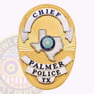 Palmer Police Chief Badge with Silver Map and Ribbons