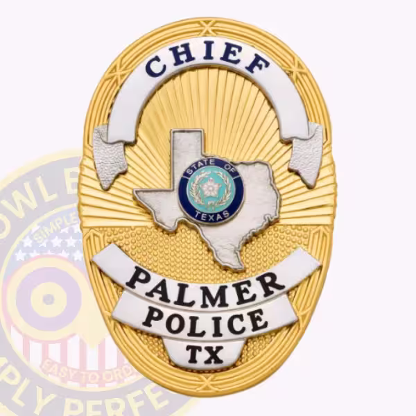 Palmer Police Chief Badge with Silver Map and Ribbons