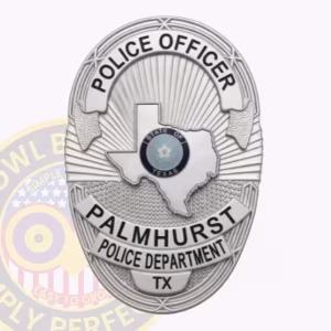 Palmhurst Police Badge with Raised Silver Texas Map