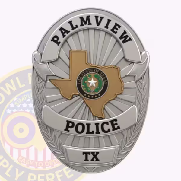 Palmview Police Badge with Antique Gold Texas Map