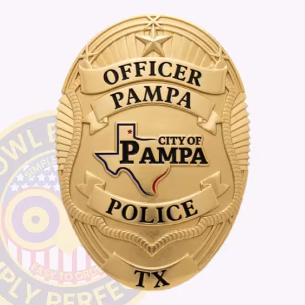 Pampa Police Badge with City Logo and Star Crown