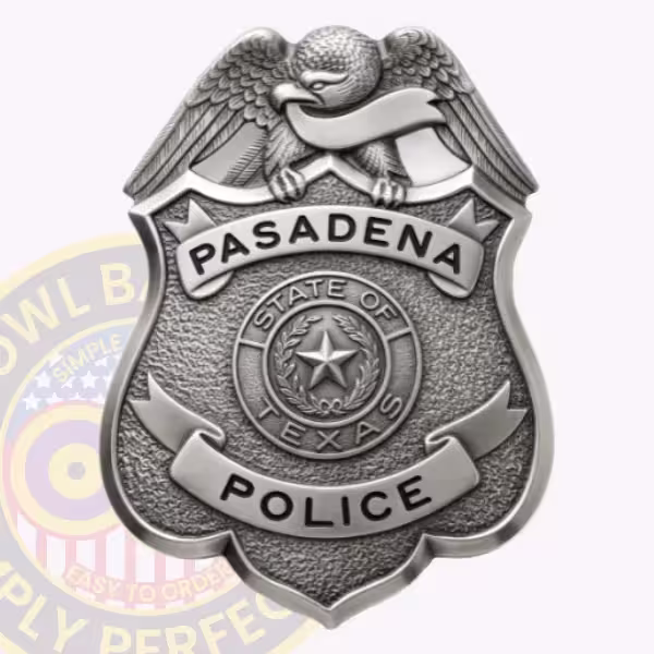 Pasadena Police Badge with Eagle Shield and Antique Finish