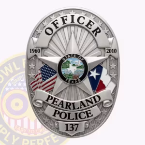 Pearland Police Badge with 1960 to 2010 Date Flanks