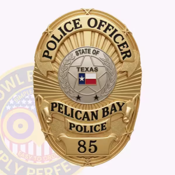 Pelican Bay Police Badge with Silver Flag Seal