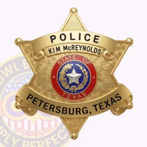 Petersburg Police Badge with Gold Six-Point Star