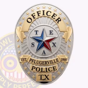 Pflugerville Police Badge with Tricolor Star and Est 1860