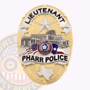 Pharr Police Lieutenant Badge with Sculpted Building