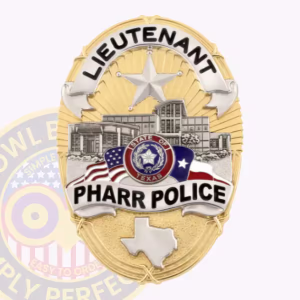 Pharr Police Lieutenant Badge with Sculpted Building