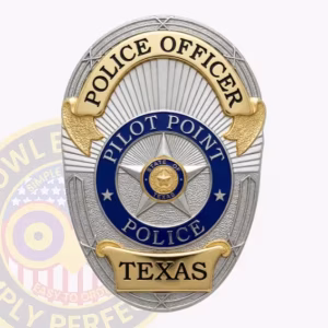 Pilot Point Police Badge with Navy Ring and Silver Star
