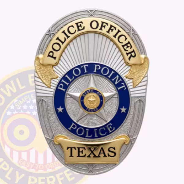 Pilot Point Police Badge with Navy Ring and Silver Star