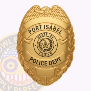 Port Isabel Police Badge with Gold Eagle and Engraved Seal
