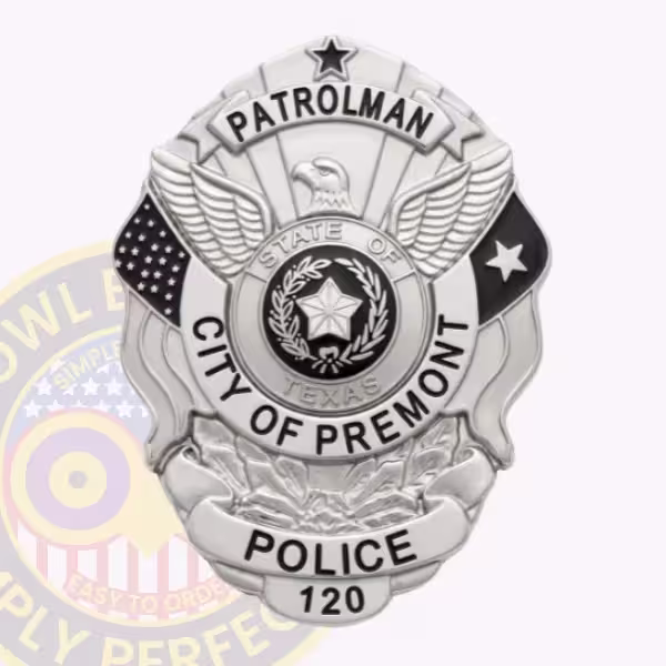 Premont Police Patrolman Badge with Eagle and Black Flags