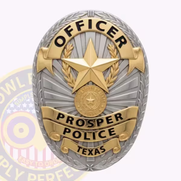 Prosper Police Badge with Gold Star and Laurel Sprays