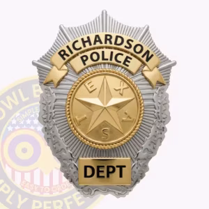 Richardson Police Badge with Starburst Edge and Gold Star