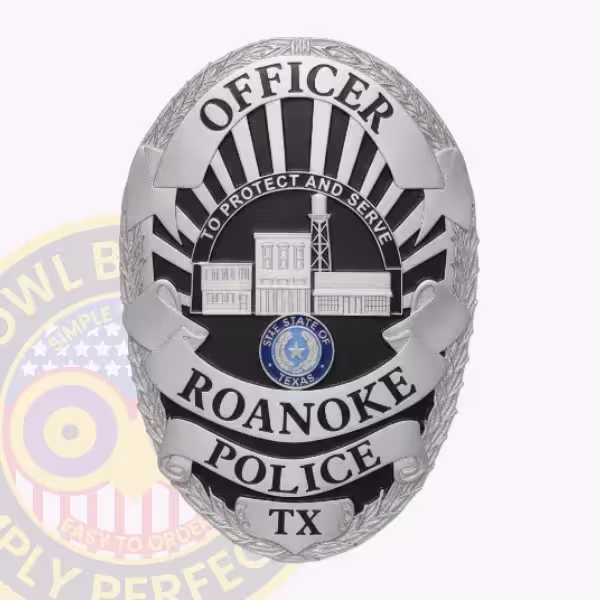 Roanoke Police Officer Badge with Storefront Skyline