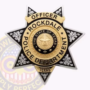 Rockdale Police Officer Badge with Seven-Point Star