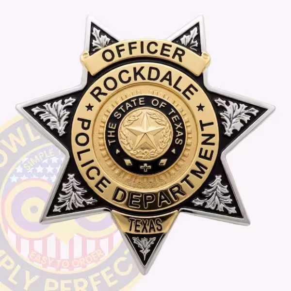 Rockdale Police Officer Badge with Seven-Point Star