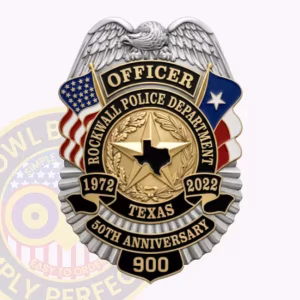 Rockwall Police Badge with 50th Anniversary Ribbons