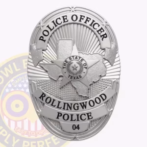 Rollingwood Police Badge with All-Silver Map Star