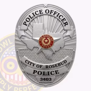 Rosebud Police Officer Badge with Red State Seal