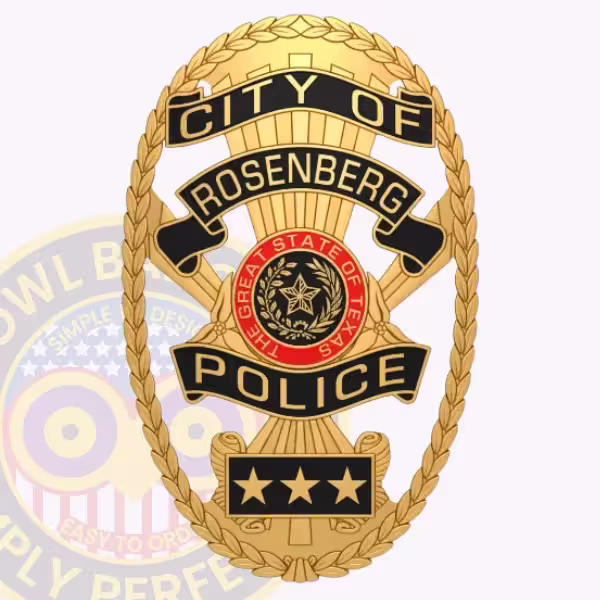 Rosenberg Police Badge with Three-Star Rank Panel