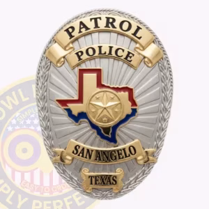 San Angelo Police Patrol Badge with Red and Blue Map