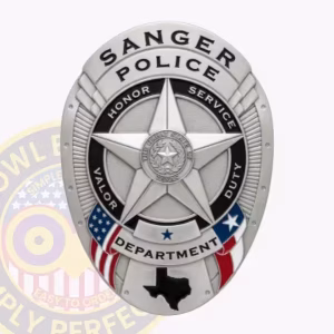Sanger Police Badge with Silver Star and Values Ring