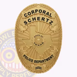 Schertz Police Corporal Badge with Chevron Rank Tab