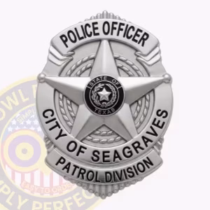 Seagraves Police Officer Badge with Star and Rope Rings