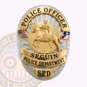 Seguin Police Officer Badge with Mounted Horseman Disc