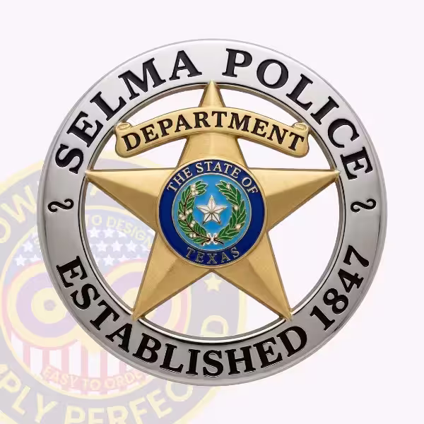 Selma Police Badge with Circle Star and Color Seal