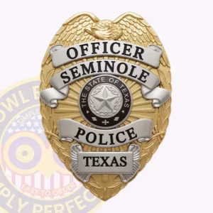 Seminole Police Officer Badge with Eagle Crest and Silver Ribbons