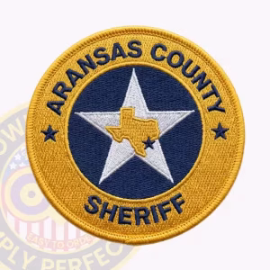 Aransas County Sheriff Round Patch with White Five-Point Star and Texas Outline