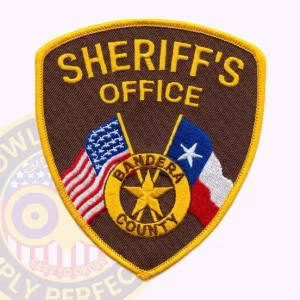 Bandera County Sheriff Patch with Crossed US and Texas Flags and Gold Star