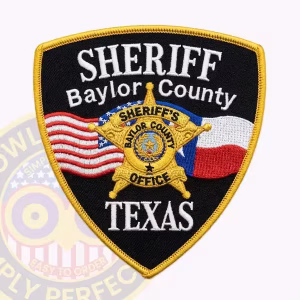 Custom Baylor County Sheriff Patch with Gold Star and Crossed US and Texas Flags