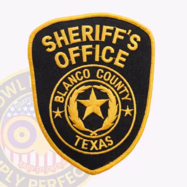 Blanco County Sheriff Patch with Gold Star Seal on Black Shield