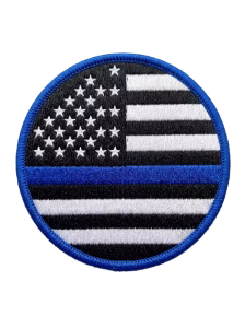 Round thin blue line American flag patch