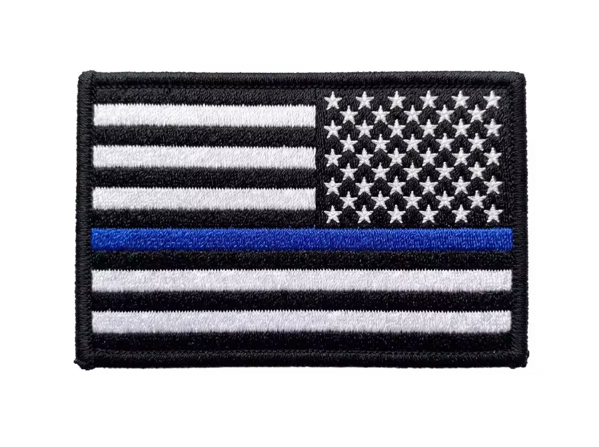 Reversed thin blue line American flag patch