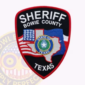 Bowie County Sheriff Patch with Texas Map, Twin Flags and State Seal