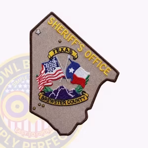 Brewster County Sheriff Patch Shaped Like the County with Crossed Flags
