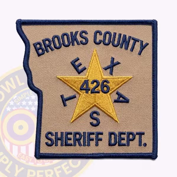 Brooks County Sheriff Patch with Gold Star, 426 Number and Navy Lettering
