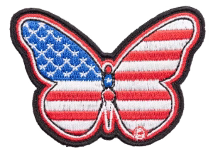Butterfly-shaped American flag patch