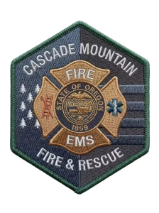 Gray and blue fire and rescue patch