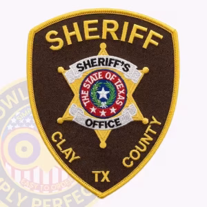 Clay County Sheriff Patch with Six-Point Star on Brown Shield