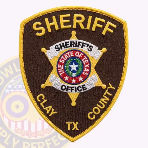 Clay County Sheriff Patch with Six-Point Star on Brown Shield