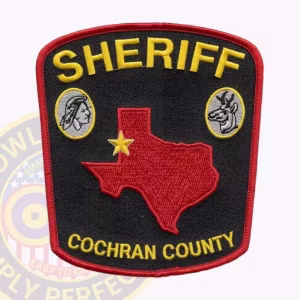 Cochran County Sheriff Patch with Red Texas Map and Gold Star