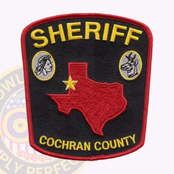 Cochran County Sheriff Patch with Red Texas Map and Gold Star